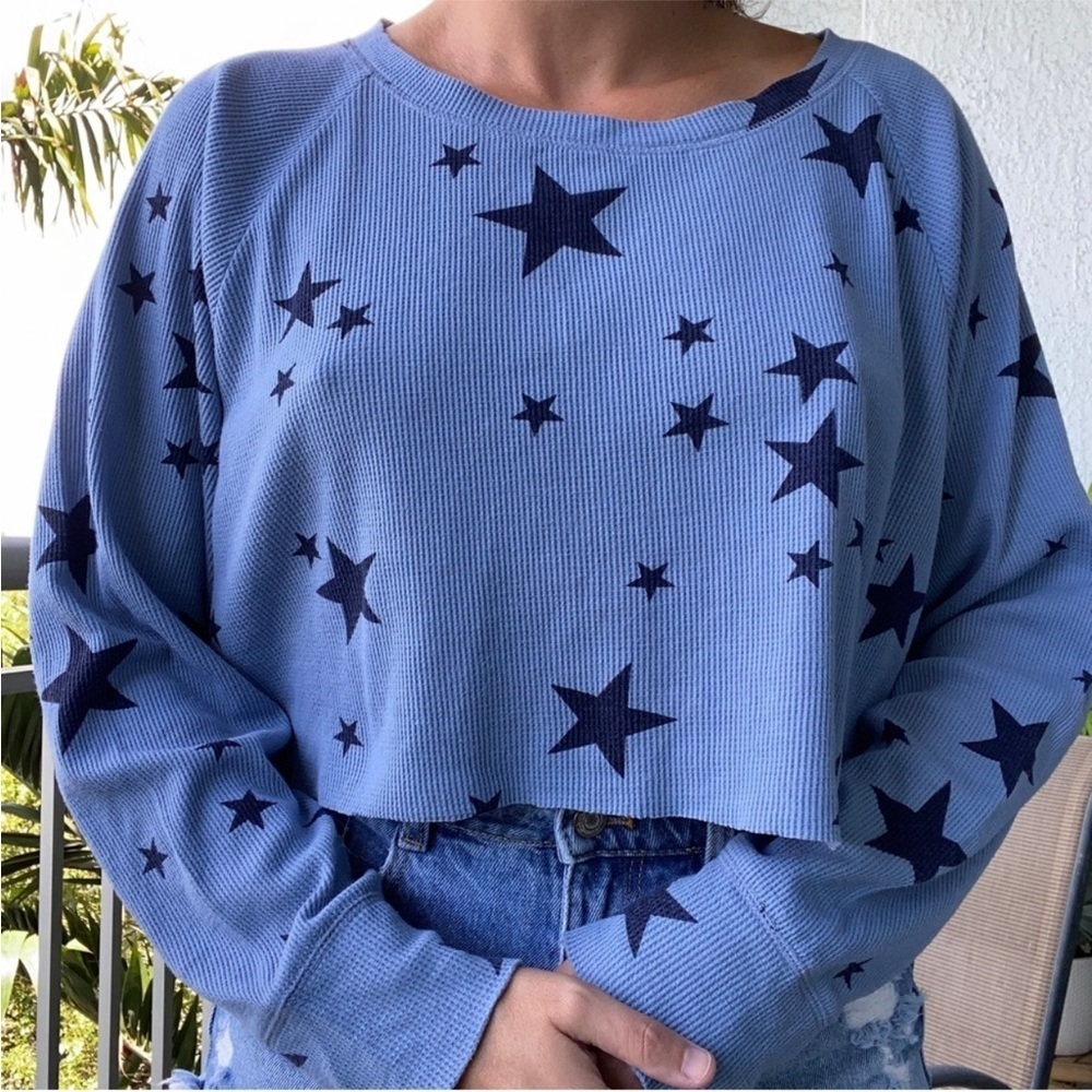 GAP Blue Star Thermal Long Sleeve Crop Top L